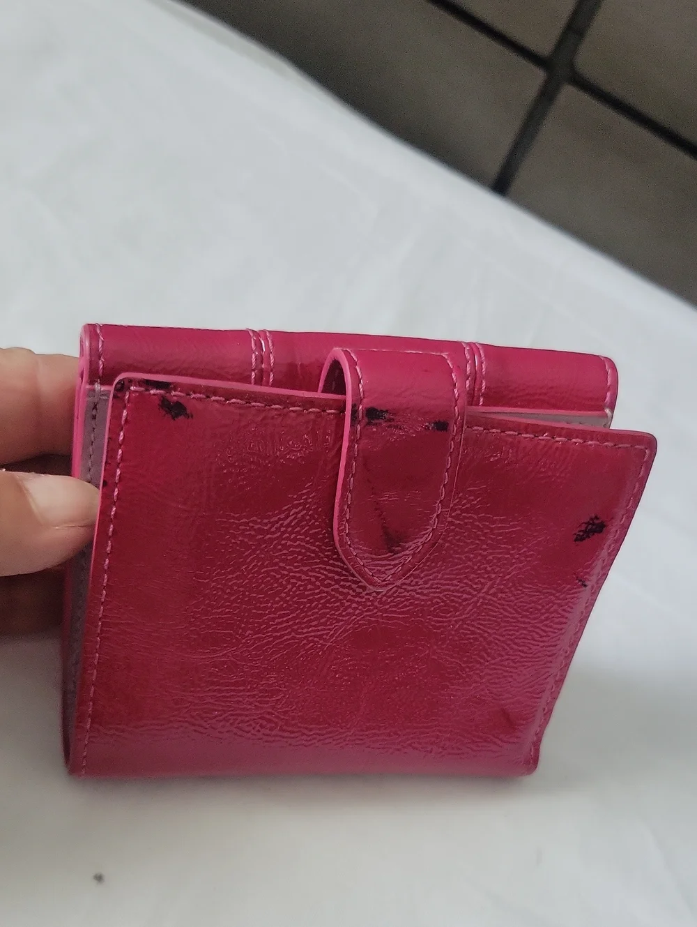 Coach Pink Patent Leather Small Wallet with Silver Turnlock
